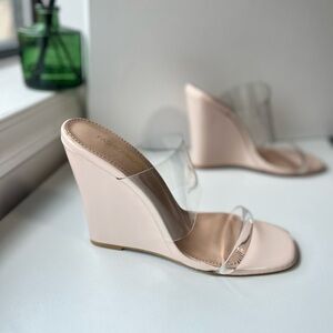 Fashion Nova Clear Strap Nude Wedge Heels woman’s 9w brand new pumps